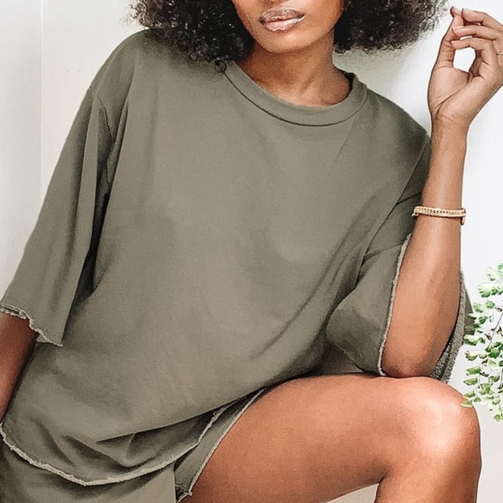 Lulus Olive Green Oversized Pullover Crew Sweater
